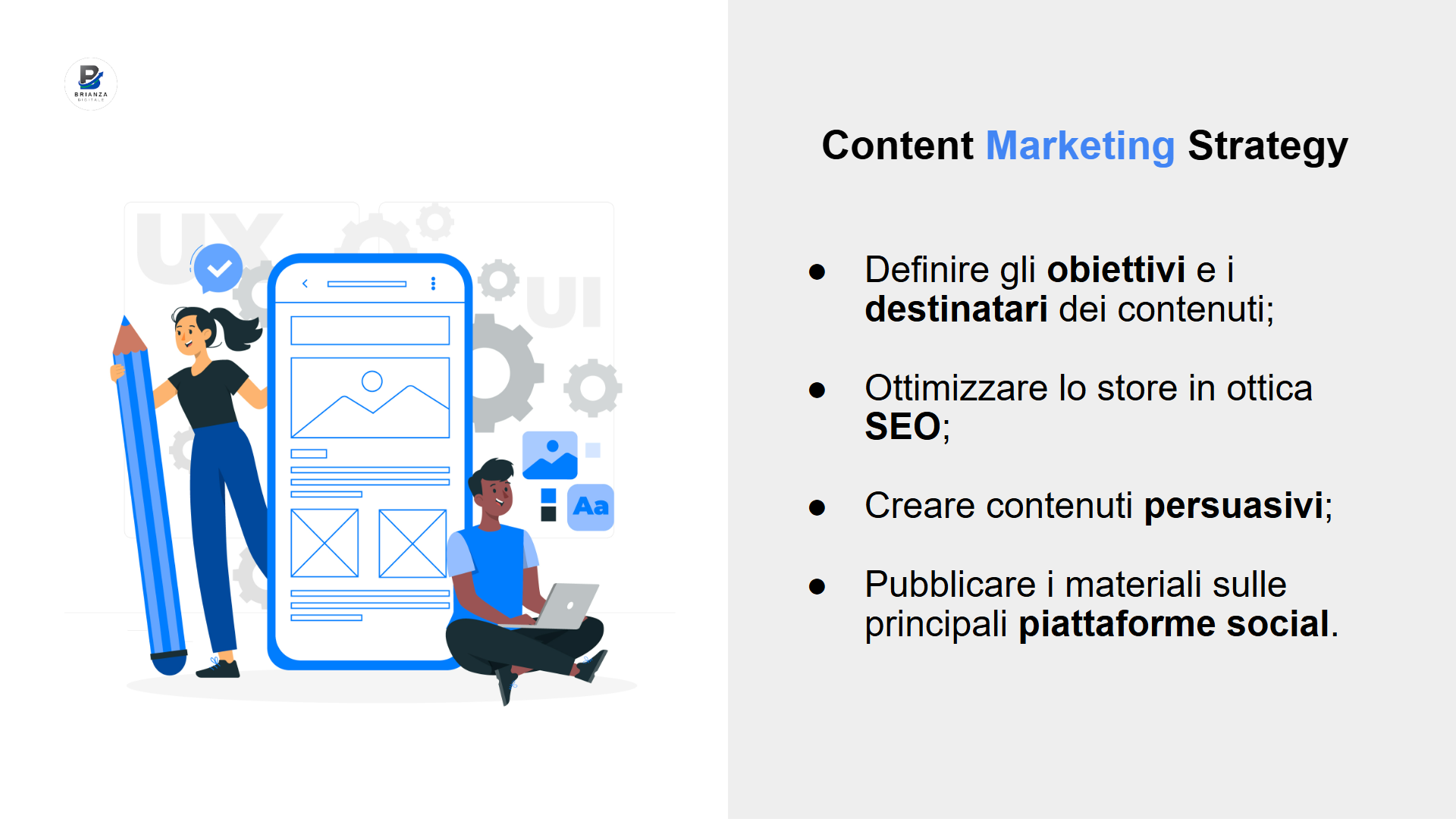 Immagine che mostra al lettore gli step di una Strategia di Content Marketing per Ecommerce