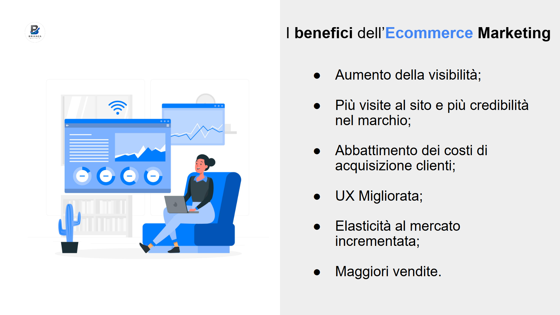 Immagine che mostra al lettore i vantaggi dell'ecommerce marketing