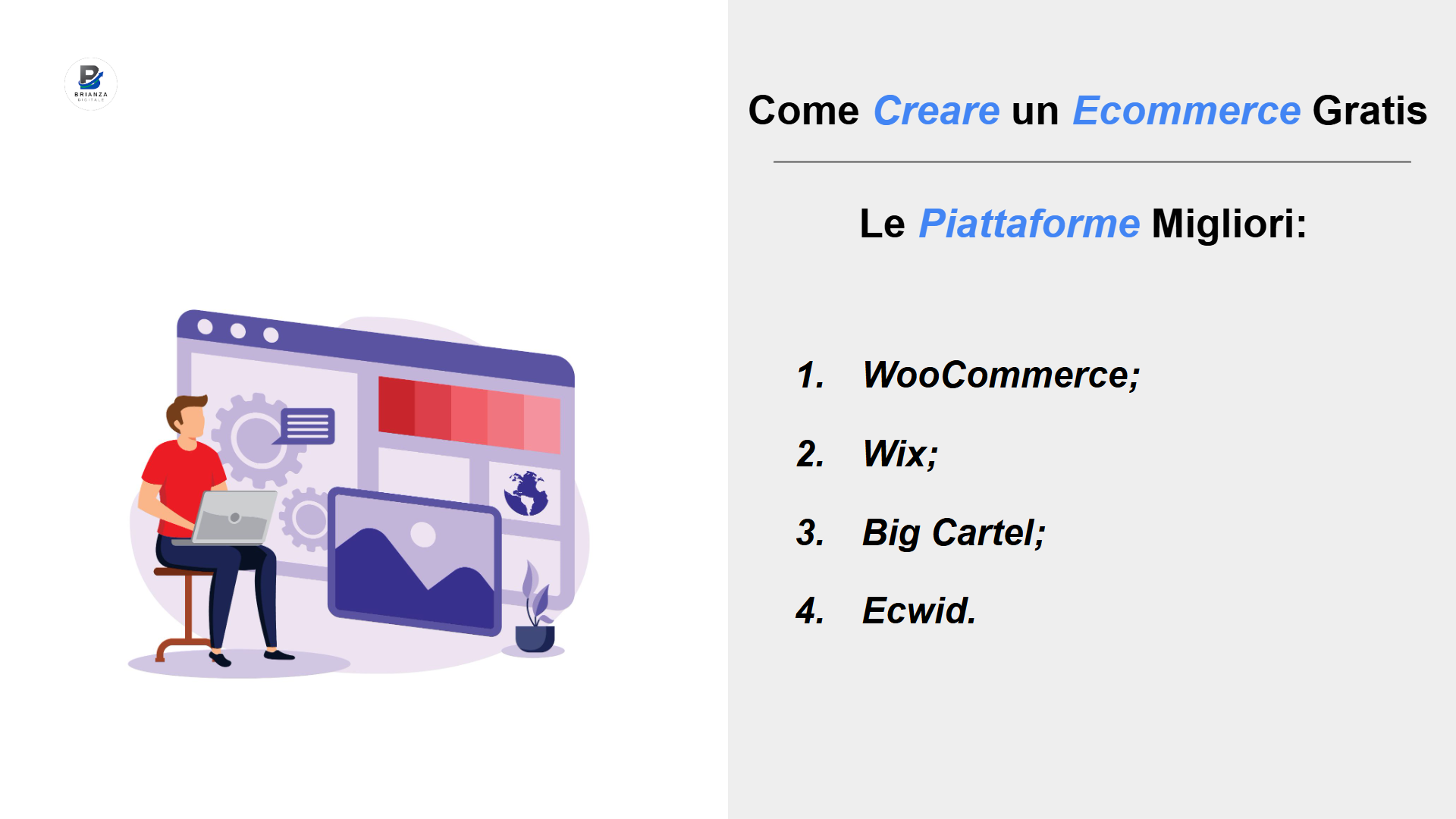 Infografica che mostra le piattaforme migliori quando si tratta di imparare come creare un Ecommerce Gratis