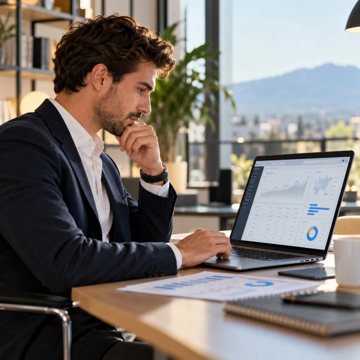 Google Ads Desio: professionista che analizza campagne pubblicitarie su laptop.
