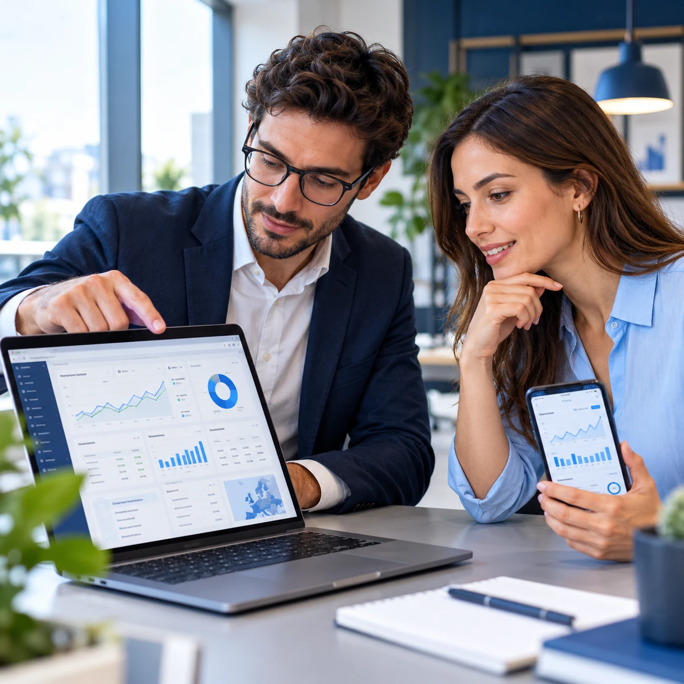 Google Ads Limbiate: professionisti che monitorano campagne pubblicitarie su laptop e smartphone.