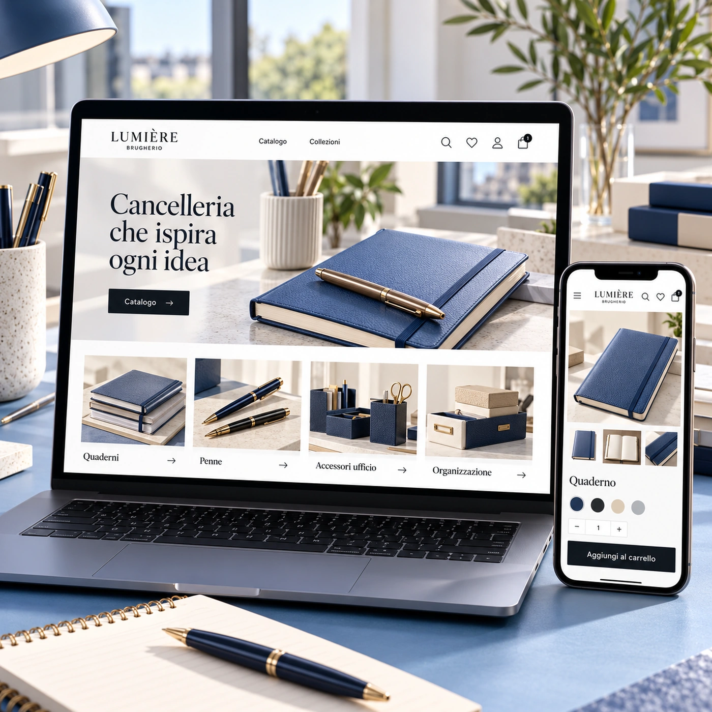 Realizzazione e-commerce Brugherio: catalogo online su computer e smartphone.
