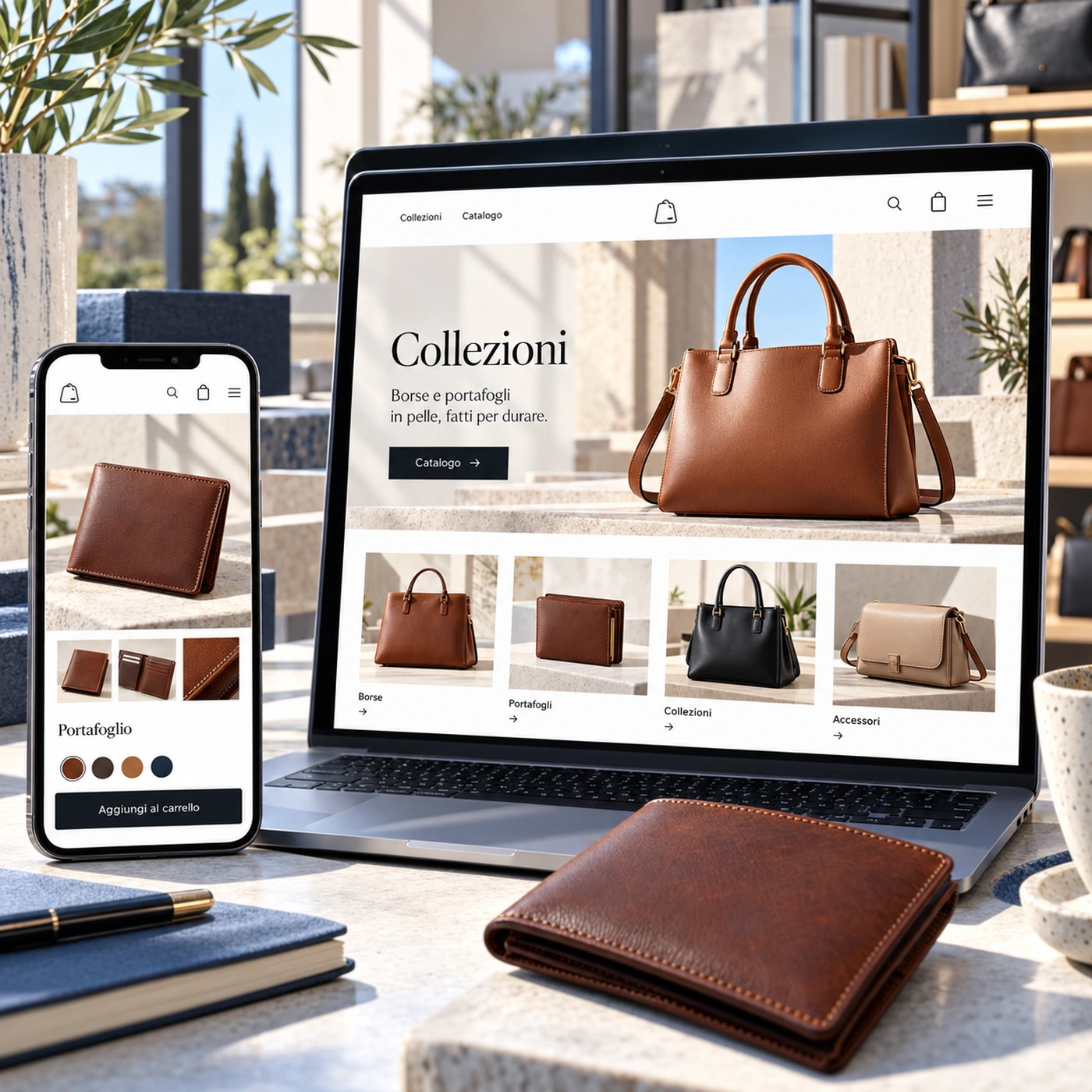Realizzazione e-commerce Carate Brianza: negozio online professionale su computer e smartphone.