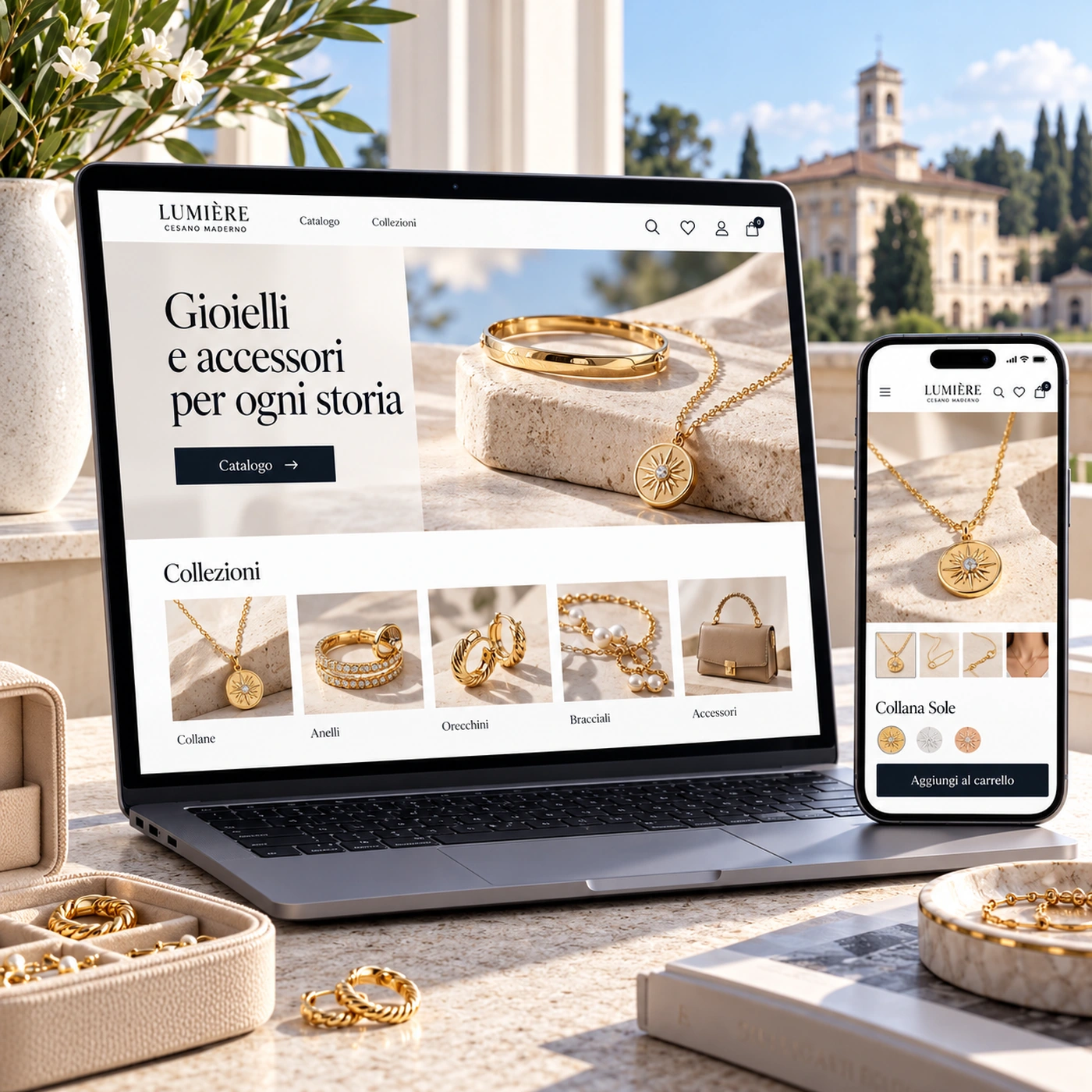 Realizzazione e-commerce Cesano Maderno: negozio online su computer e smartphone.