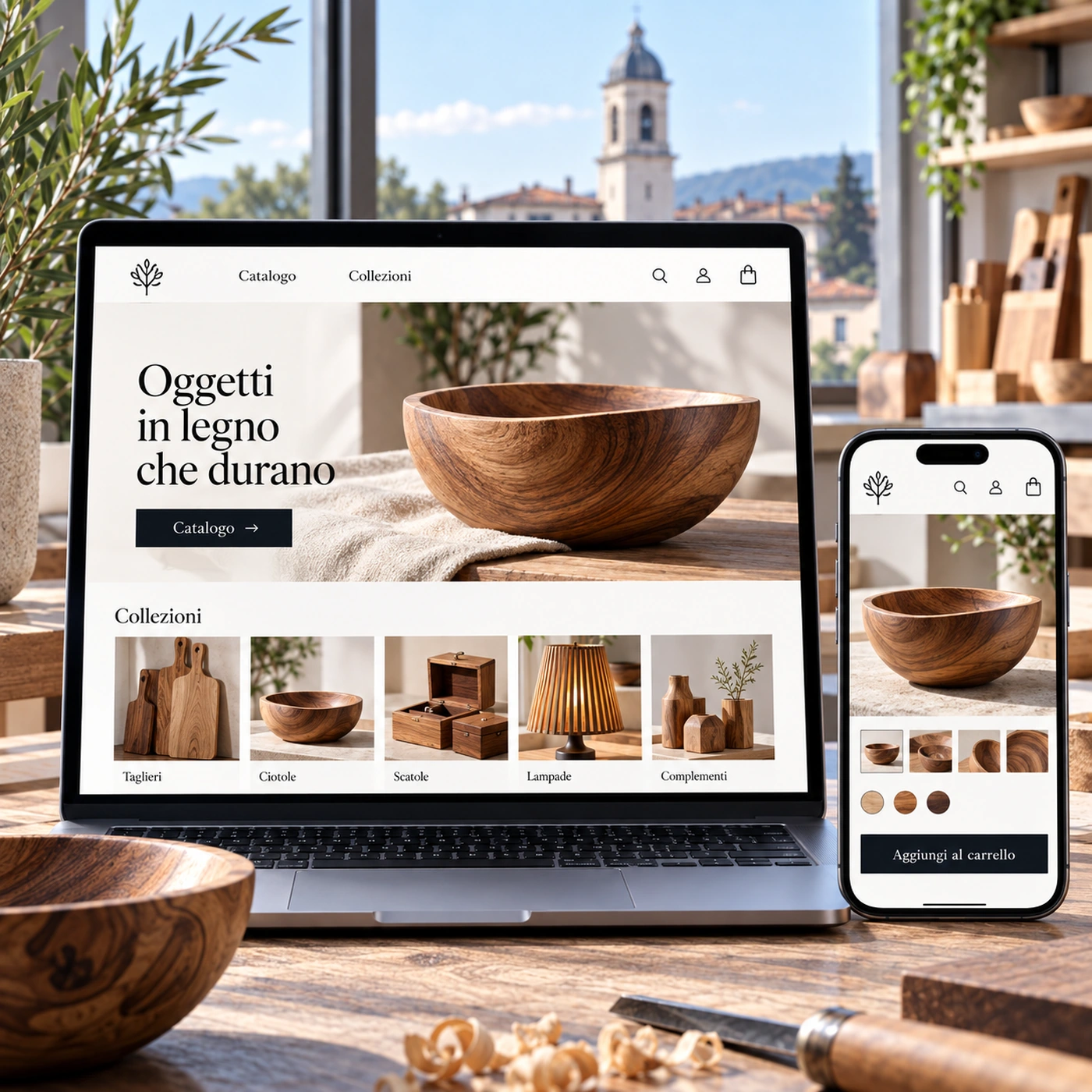 Realizzazione e-commerce Mariano Comense: negozio online su computer e smartphone.