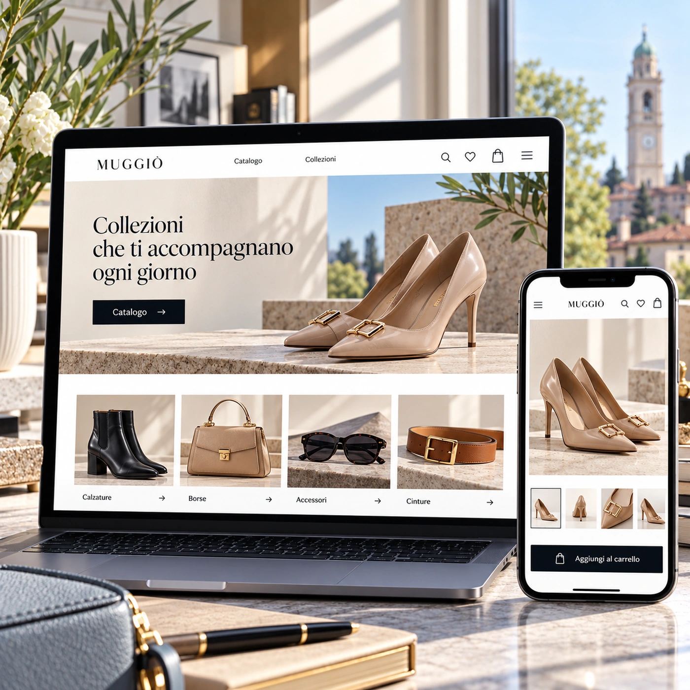 Realizzazione e-commerce Muggiò: negozio online professionale su computer e smartphone.