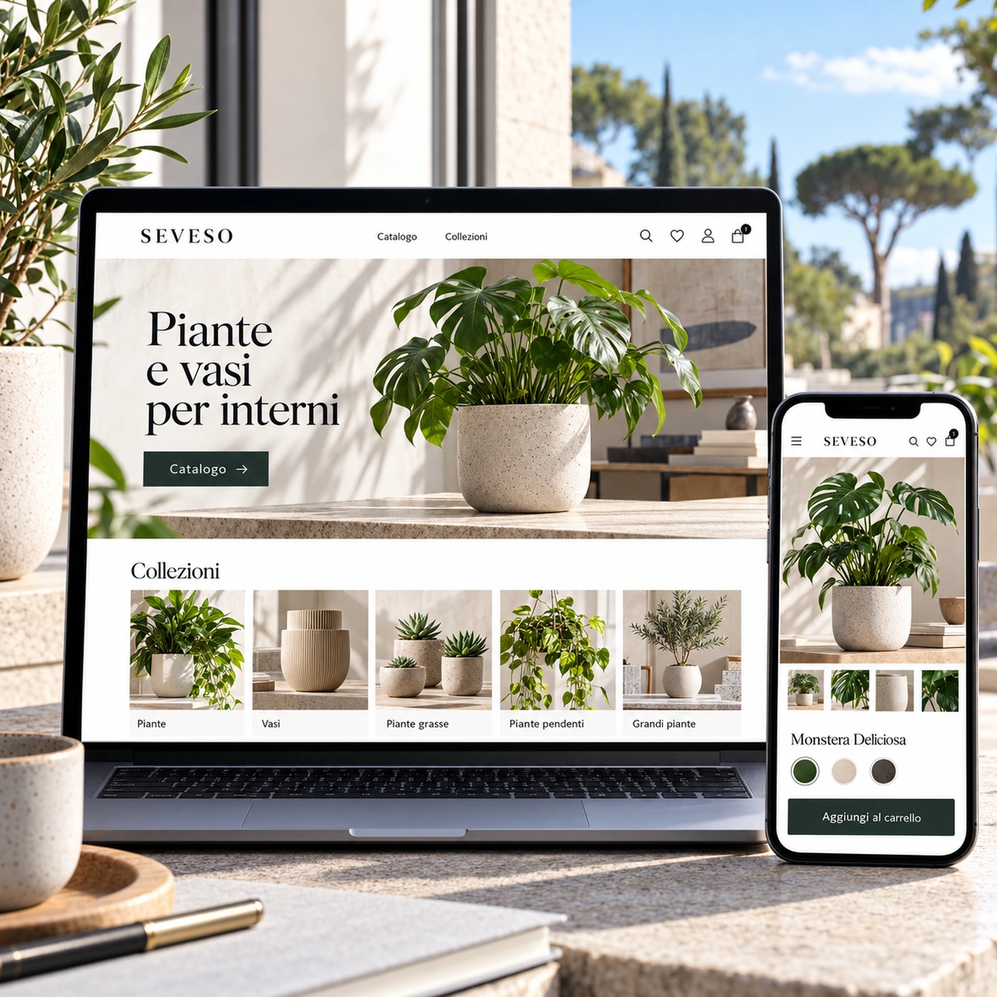 Realizzazione e-commerce Seveso: negozio online professionale su computer e smartphone.