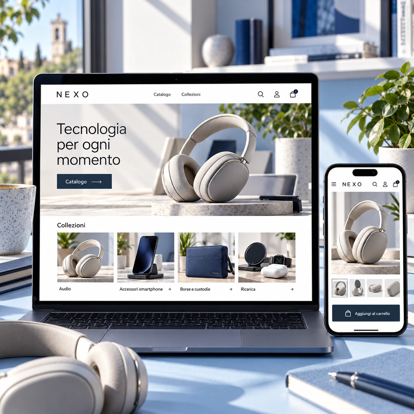 Realizzazione e-commerce Vimercate: negozio online su computer e smartphone.