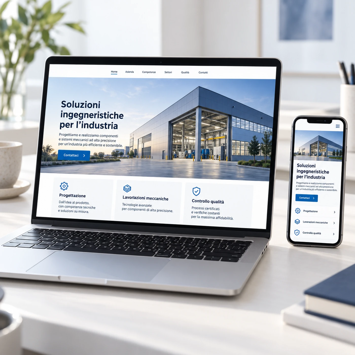 Realizzazione sito web Agrate Brianza: mockup di un sito professionale visualizzato su laptop e smartphone.